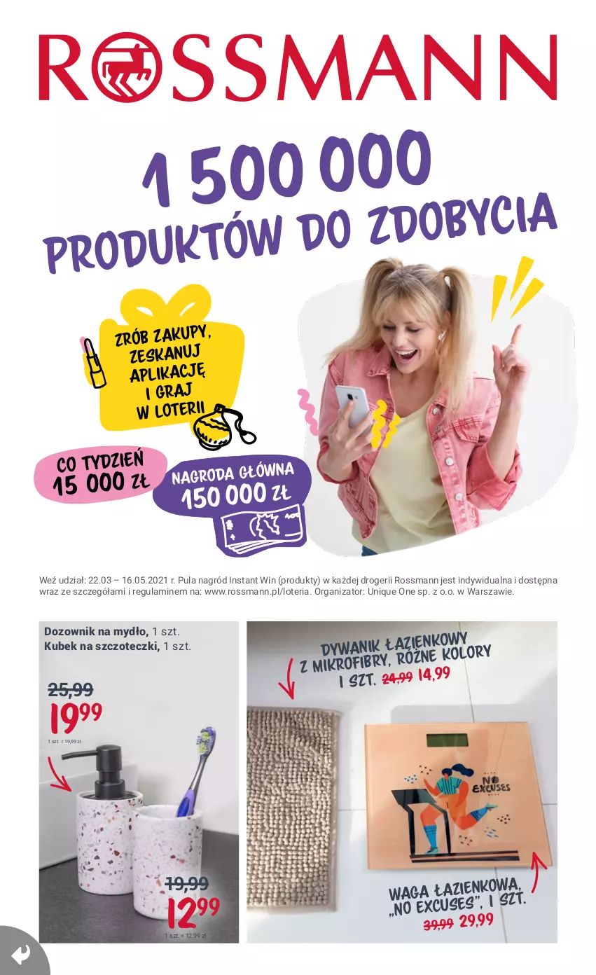 Gazetka promocyjna Rossmann - Maj - ważna 05.05 do 15.05.2021 - strona 16 - produkty: Dozownik, Dywan, Dywanik, Gra, Kubek, Mydło, Waga