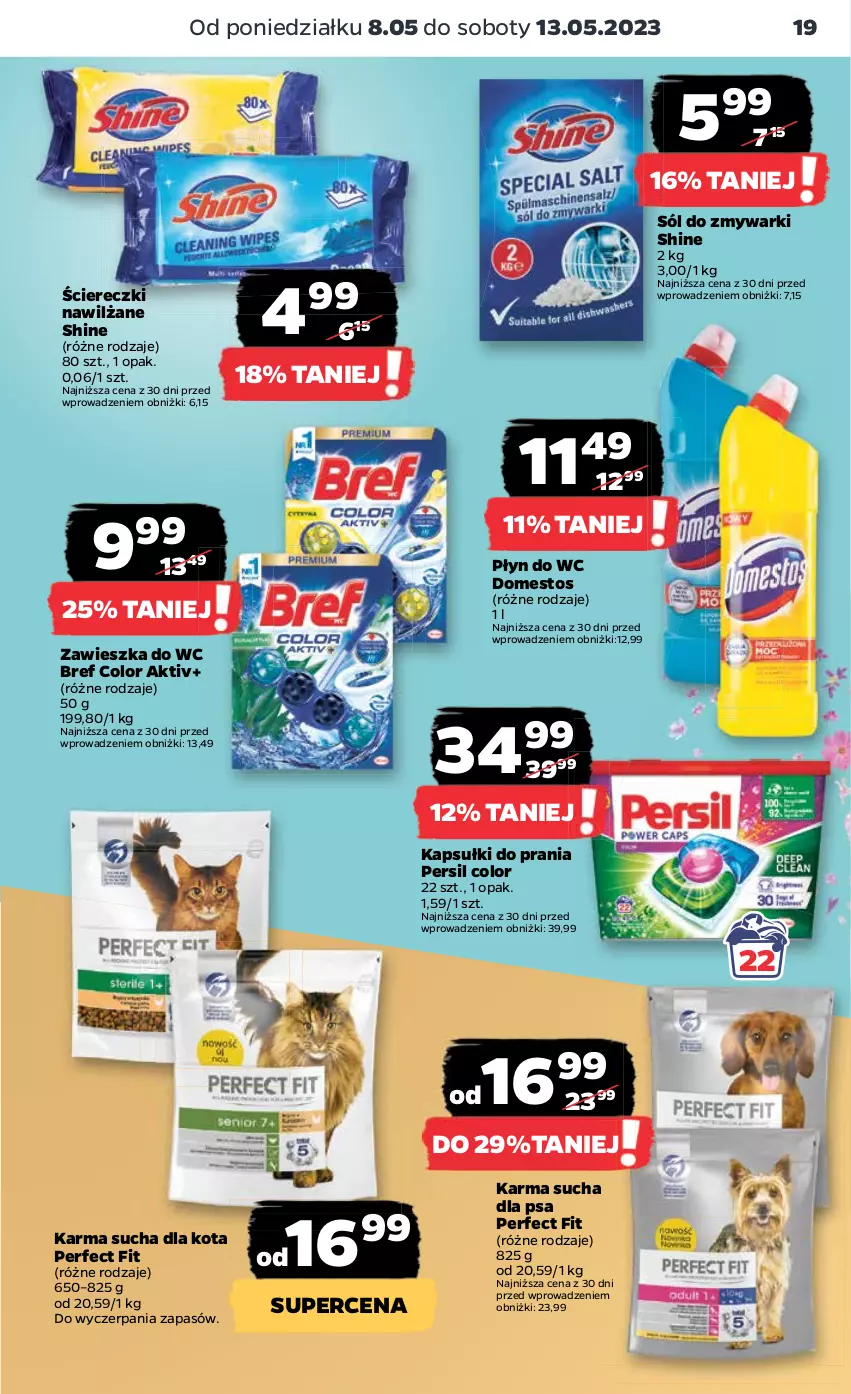 Gazetka promocyjna Netto - Artykuły spożywcze - ważna 08.05 do 13.05.2023 - strona 19 - produkty: Bref, Domestos, Kapsułki do prania, Persil, Płyn do wc, Sól, Zawieszka do wc, Zmywarki