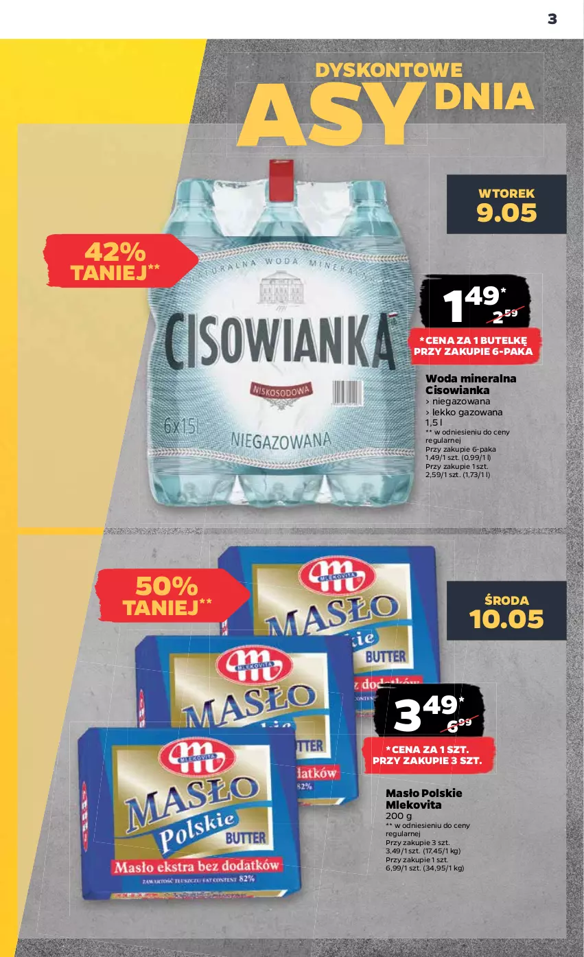 Gazetka promocyjna Netto - Artykuły spożywcze - ważna 08.05 do 13.05.2023 - strona 3 - produkty: Cisowianka, Masło, Mleko, Mlekovita, Woda, Woda mineralna