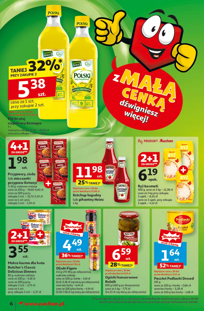 Gazetka promocyjna Auchan - Pewność Niskich Cen Moje - ważna 06.03 do 12.03.2025 - strona 8 - produkty: Gra, Heinz, Ketchup, Mokra karma, Ogórki konserwowe, Olej, Olej rzepakowy, Oliwki, Pasztet, Podlaski, Przyprawy, Rolnik, Ryż, Ryż basmati, Ser