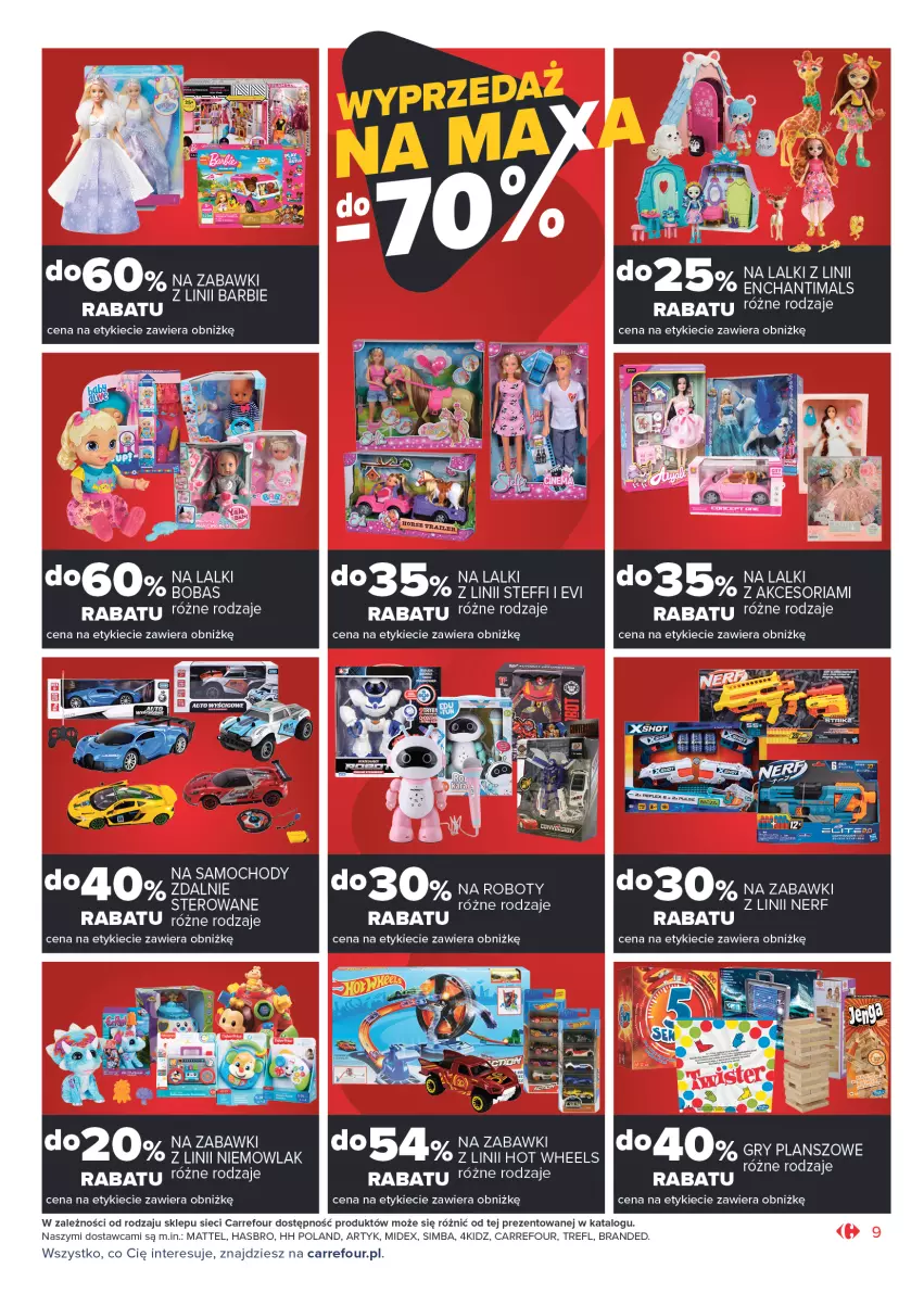 Gazetka promocyjna Carrefour - Gazetka Market Okazje grudnia - ważna 01.12 do 31.12.2021 - strona 9 - produkty: Barbie, Gry, Hasbro, Hot Wheels, Mattel, Nerf, Robot