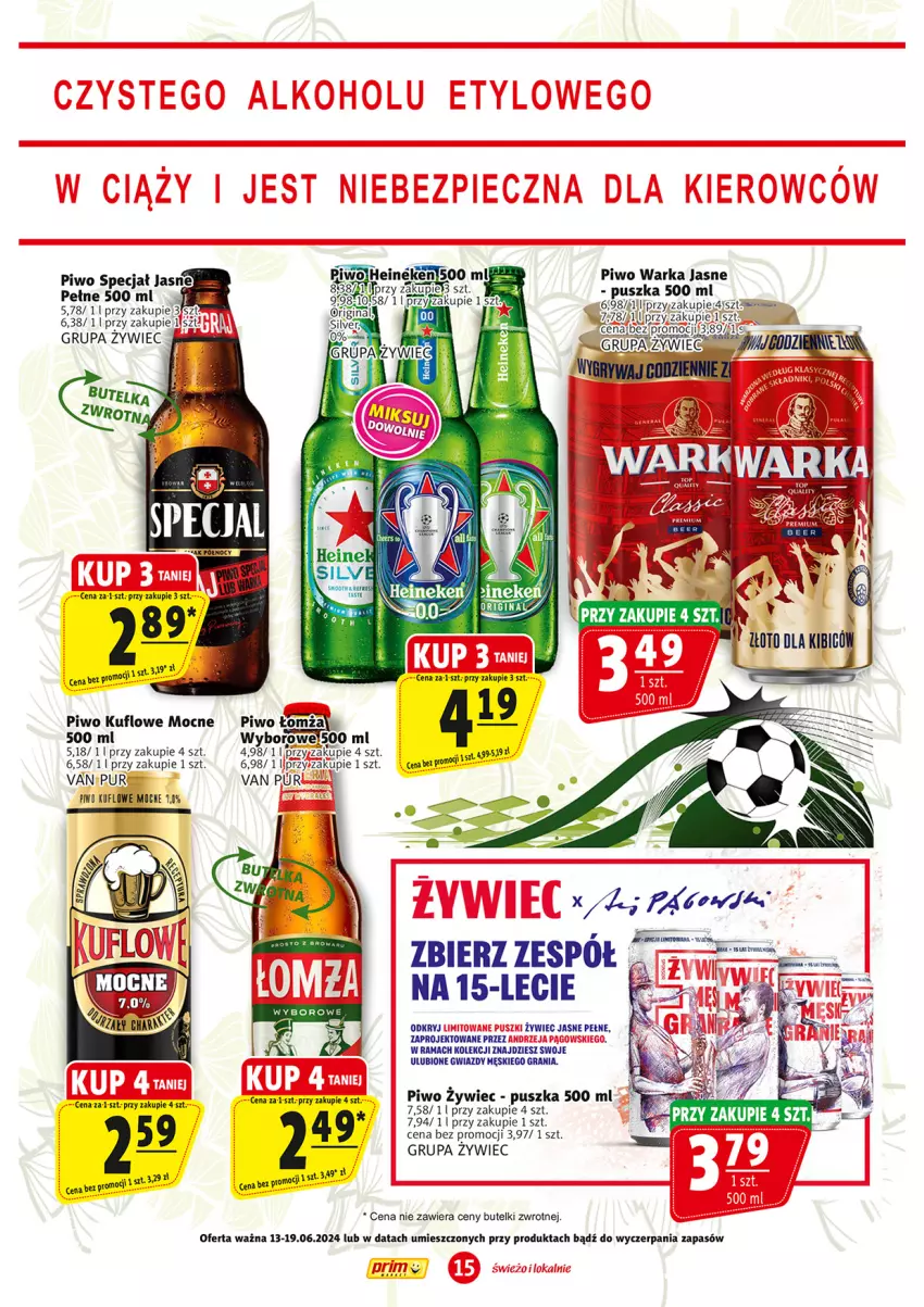 Gazetka promocyjna Prim Market - ważna 13.06 do 19.06.2024 - strona 15 - produkty: BIC, Fa, Gra, Heineken, Piwo, Pur, Rama, Warka