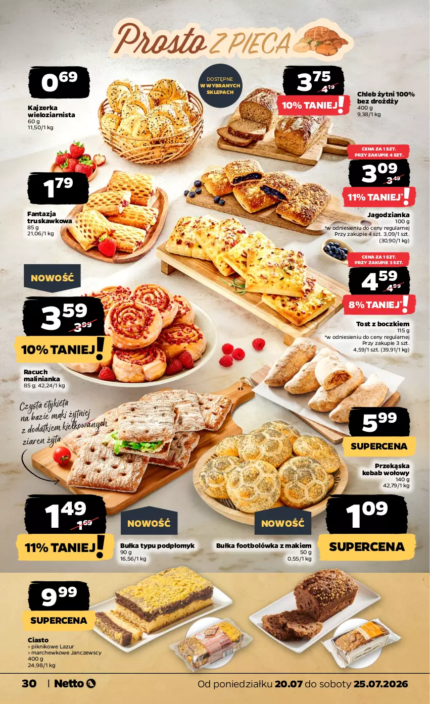 Gazetka promocyjna Netto - Od Poniedziałku - ważna 20.07 do 25.07.2026 - strona 30 - produkty: Bułka, Chleb, Fa, Fanta, Jagodzianka, Kajzerka, Kebab, Lazur