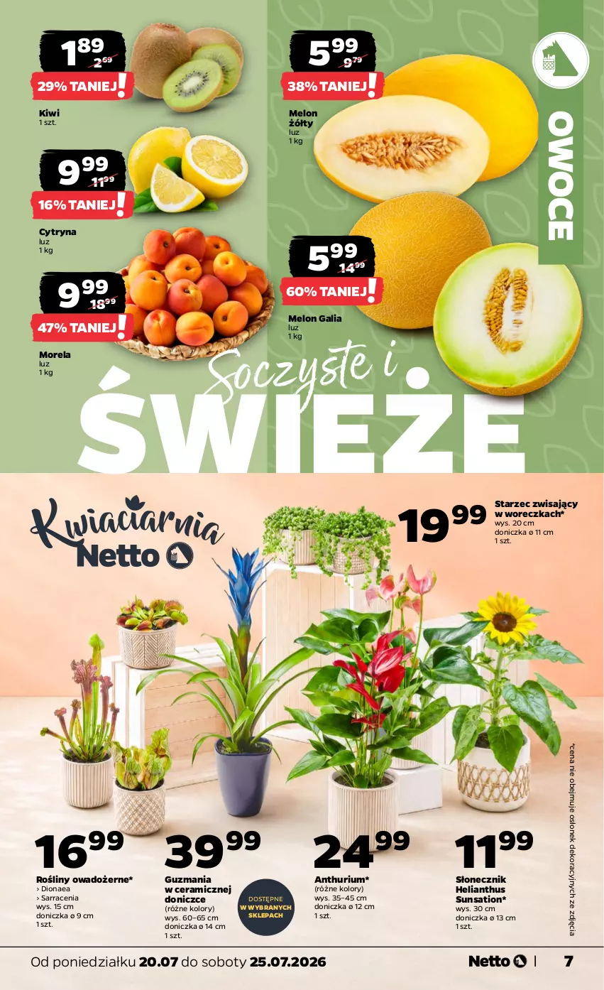 Gazetka promocyjna Netto - Od Poniedziałku - ważna 20.07 do 25.07.2026 - strona 7 - produkty: Kiwi, Melon, Morela, Owoce, Sati