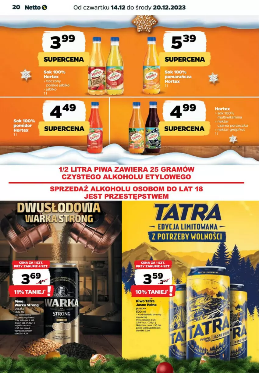 Gazetka promocyjna Netto - ważna 14.12 do 20.12.2023 - strona 13 - produkty: Fa, Gra, Grejpfrut, Hortex, Jaja, Nektar, Piwa, Por, Sok