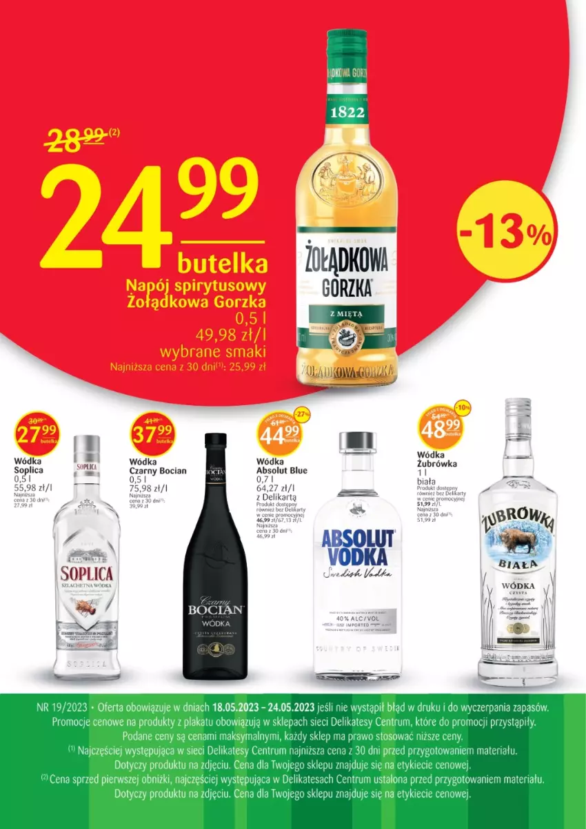 Gazetka promocyjna Delikatesy Centrum - Folder alkoholowy DC19 - ważna 18.05 do 24.05.2023 - strona 1 - produkty: Absolut, Mięta, Rum, Soplica, Wódka