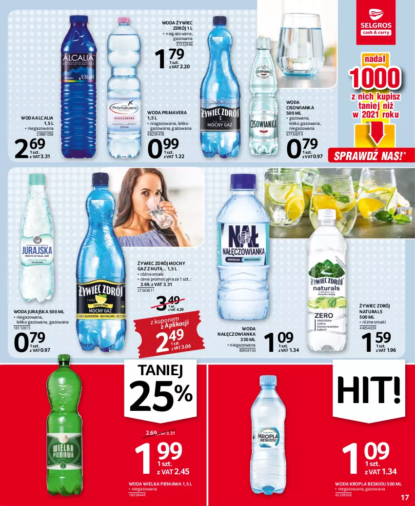 Gazetka promocyjna Selgros - Oferta spożywcza - ważna 25.08 do 07.09.2022 - strona 17 - produkty: Cisowianka, Nałęczowianka, Prima, Primavera, Woda