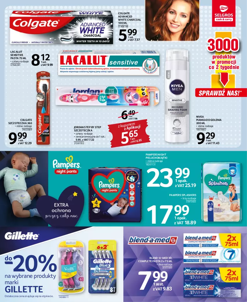 Gazetka promocyjna Selgros - Oferta spożywcza - ważna 25.08 do 07.09.2022 - strona 25 - produkty: Blend-a-Med, Colgate, Gillette, Lacalut, LG, Majtki, Nivea, Pampers, Pianka do golenia, Pieluchomajtki, Szczoteczka