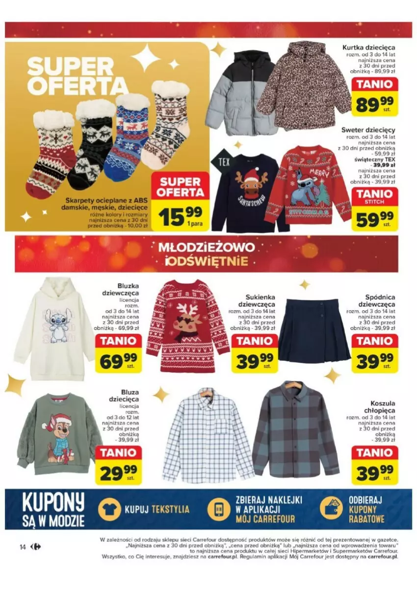 Gazetka promocyjna Carrefour - ważna 03.12 do 24.12.2024 - strona 6 - produkty: Bluza, Dell, Dzieci, Karp, Klej, Kosz, Koszula, Kurtka, Kurtka dziecięca, Spódnica, Sukienka, Sweter