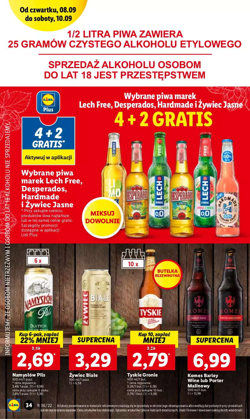 Gazetka promocyjna Lidl - GAZETKA - ważna 08.09 do 10.09.2022 - strona 34 - produkty: Desperados, Gra, Namysłów, Piwa, Por, Tyskie