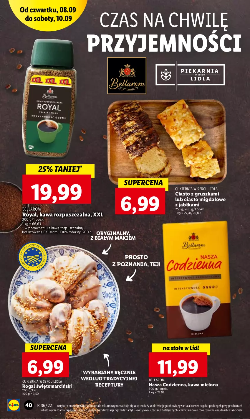 Gazetka promocyjna Lidl - GAZETKA - ważna 08.09 do 10.09.2022 - strona 40 - produkty: Bell, Bella, Cukier, Gin, Jabłka, Kawa, Kawa mielona, Kawa rozpuszczalna, Por, Rogal, Ser