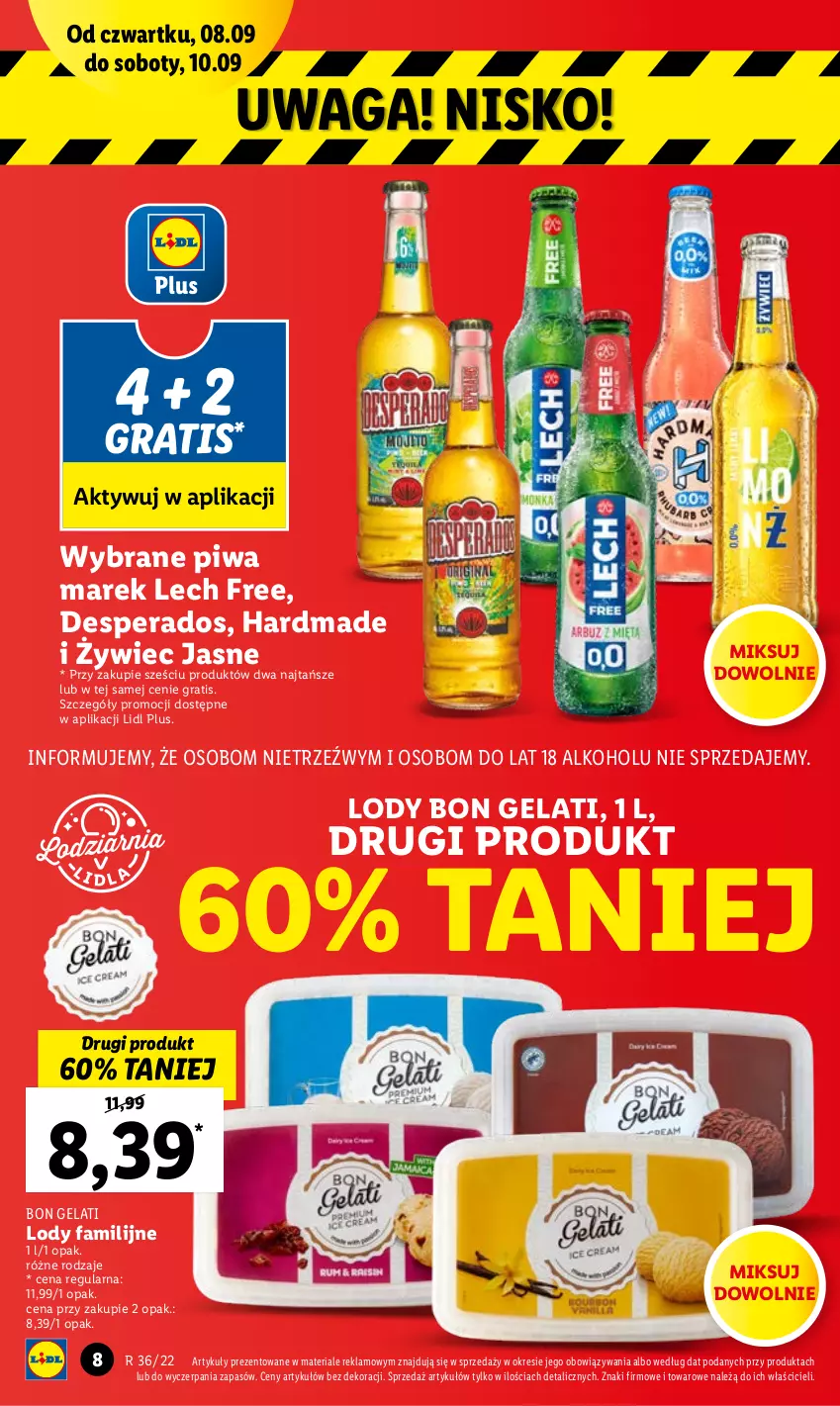 Gazetka promocyjna Lidl - GAZETKA - ważna 08.09 do 10.09.2022 - strona 8 - produkty: Desperados, Fa, Gra, Lody, Piwa, Waga