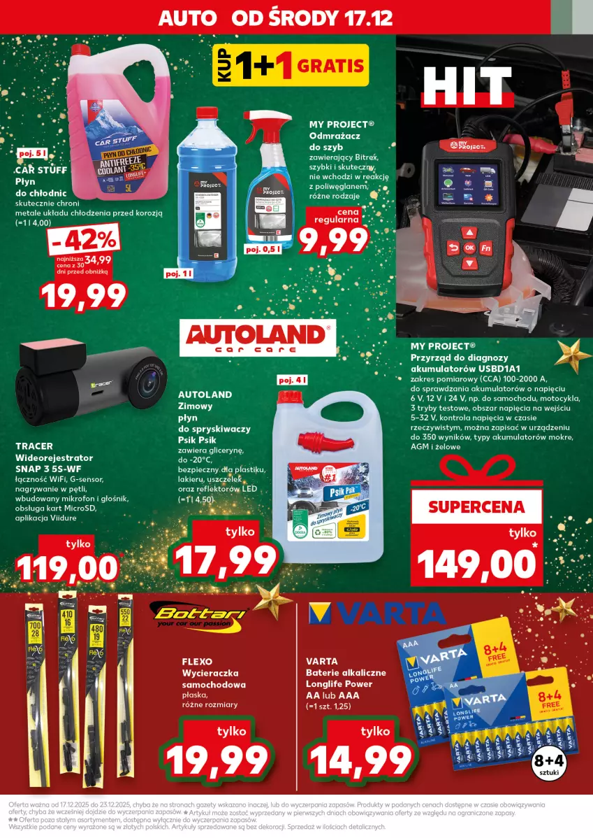 Gazetka promocyjna Kaufland - Kaufland - ważna 17.12 do 23.12.2025 - strona 17 - produkty: Acer, Akumulator, Baterie alkaliczne, Głośnik, HP, K2, Mikrofon, Piec, Płyn do spryskiwaczy, Reflektor, Varta, Wideorejestrator, Wycieraczka