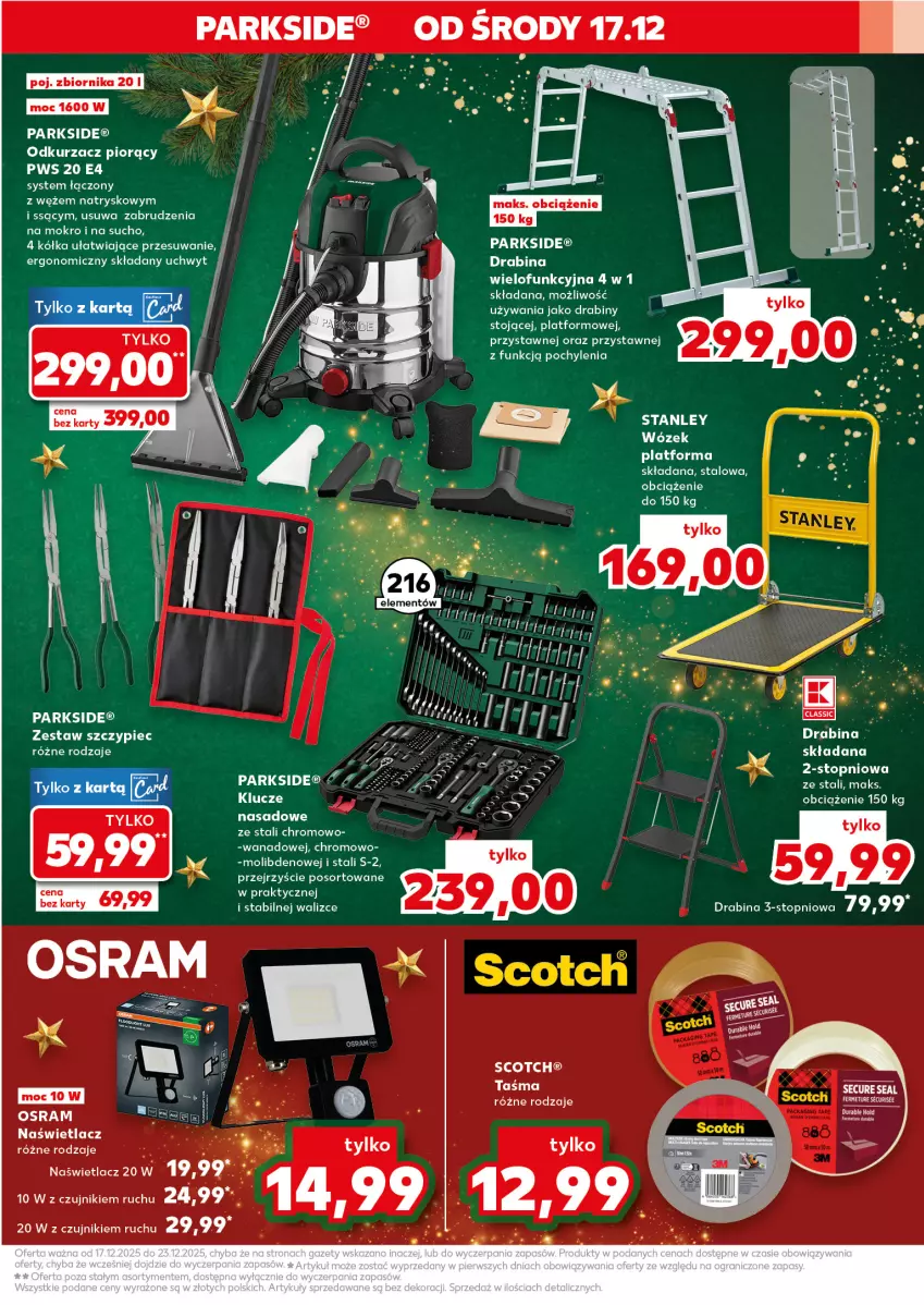 Gazetka promocyjna Kaufland - Kaufland - ważna 17.12 do 23.12.2025 - strona 5 - produkty: Drabina, Naświetlacz, Odkurzacz, Parkside, Piec, Top, Wózek