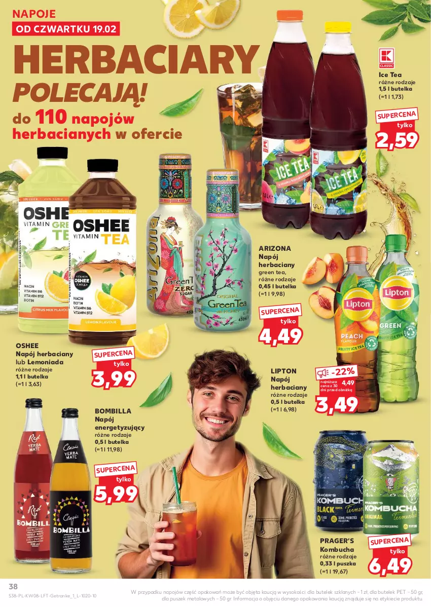 Gazetka promocyjna Kaufland - Gazetka tygodnia - ważna 19.02 do 25.02.2026 - strona 38 - produkty: Ice tea, Lemoniada, Lipton, Napój, Napoje, Oshee, Sok, Tran