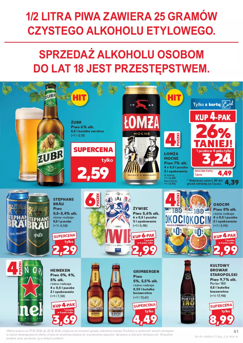 Gazetka promocyjna Kaufland - Gazetka tygodnia - ważna 19.02 do 25.02.2026 - strona 41 - produkty: Gra, Heineken, Koc, Okocim, Piwa, Piwo, Por