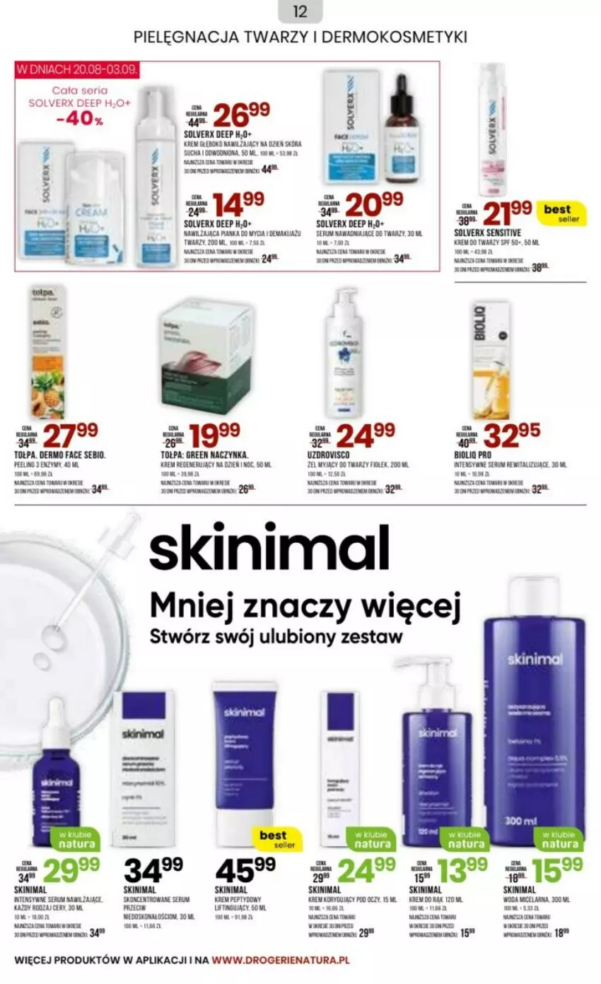 Gazetka promocyjna Drogerie Natura - ważna 05.08 do 03.09.2024 - strona 4 - produkty: Fa, Krem do twarzy, Krem regenerujący, LG, Makijaż, Peeling, Rum, Ser, Serum, Tołpa, Woda, Woda micelarna