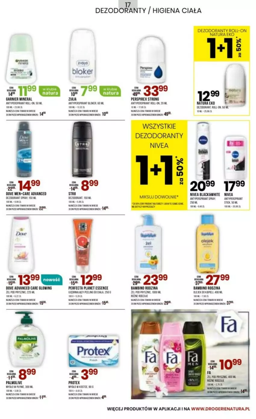 Gazetka promocyjna Drogerie Natura - ważna 05.08 do 03.09.2024 - strona 9 - produkty: Advanced Care, Antyperspirant, Dezodorant, Dove, Fa, Garnier, Kosz, Mydło, Owoce, Palmolive, Peeling, Perfecta