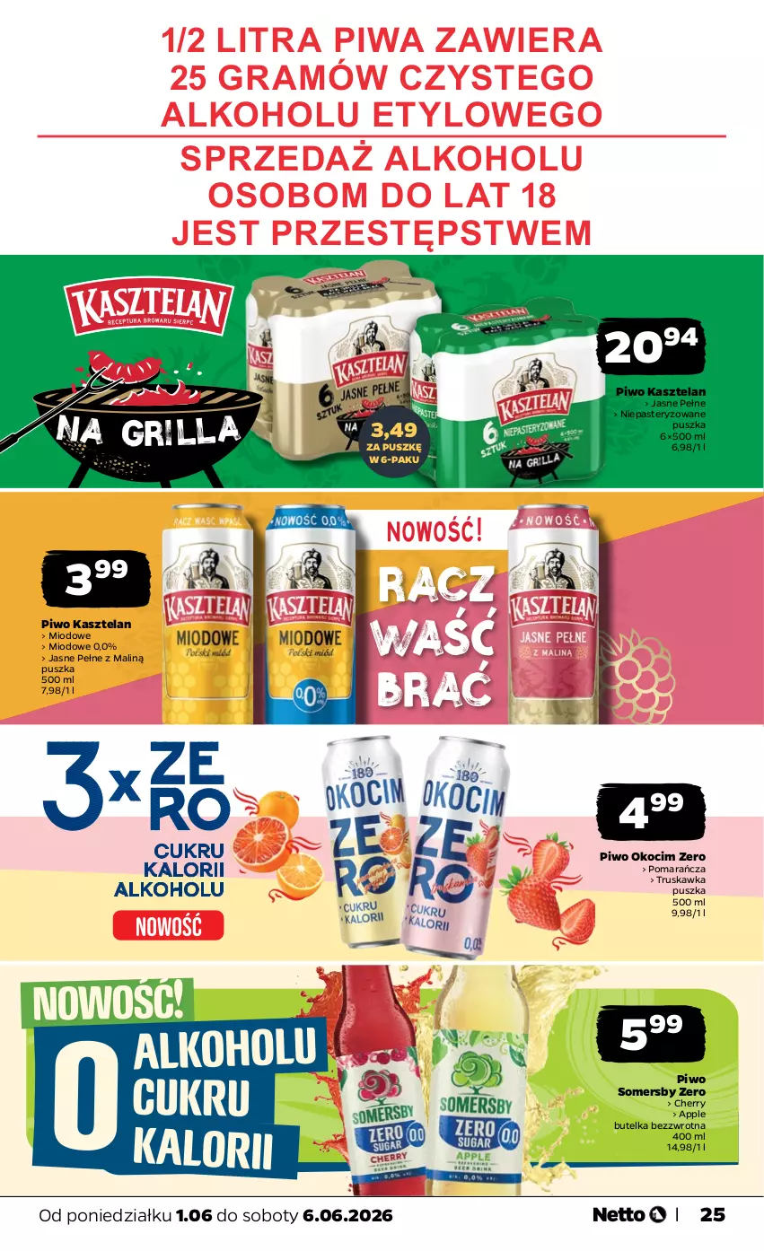 Gazetka promocyjna Netto - Od Poniedziałku - ważna 01.06 do 06.06.2026 - strona 25 - produkty: Gra, Kasztelan, Koc, Okocim, Piwa, Piwo, Somersby