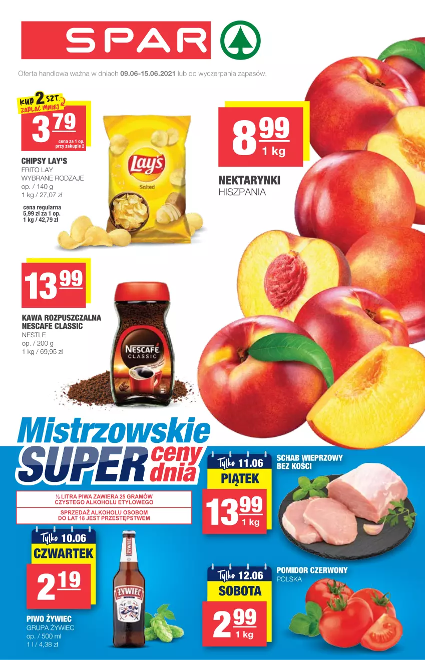 Gazetka promocyjna Spar - Spar - ważna 09.06 do 15.06.2021 - strona 1 - produkty: Chipsy, Kawa, Kawa rozpuszczalna, Nektar, Piwo