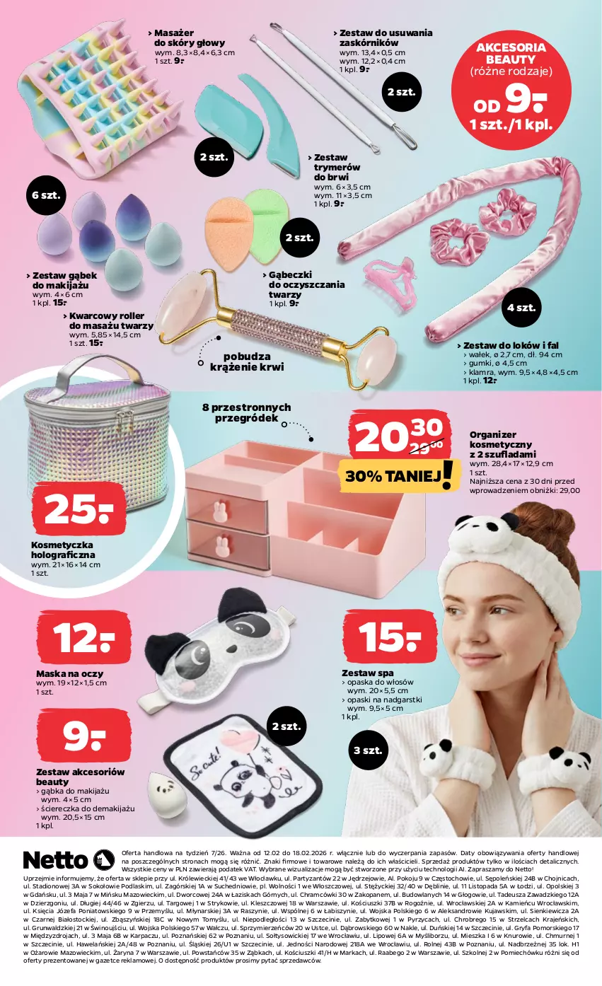 Gazetka promocyjna Netto - Od Czwartku - ważna 12.02 do 18.02.2026 - strona 8 - produkty: Fa, Gra, Gry, Karp, Kosmetyczka, Kujawski, Makijaż, Masażer, Maska, Opaska, Opaska do włosów, Organizer, Podlaski, Roller, Roller do masażu twarzy, Sok, Stock, Top, Wałek, Wino