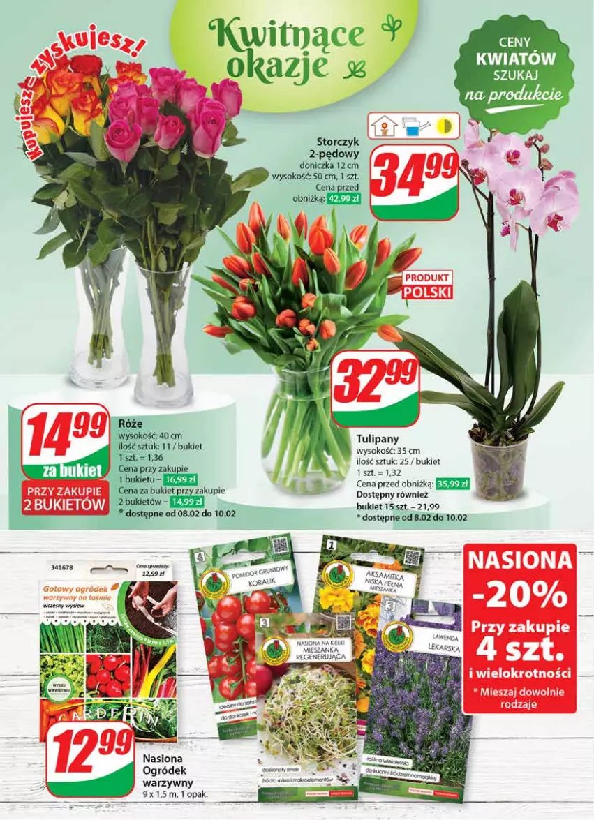 Gazetka promocyjna Dino - Gazetka 6 - ważna 06.02 do 13.02.2024 - strona 58 - produkty: Bukiet, Ogród, Sok, Storczyk, Tulipan