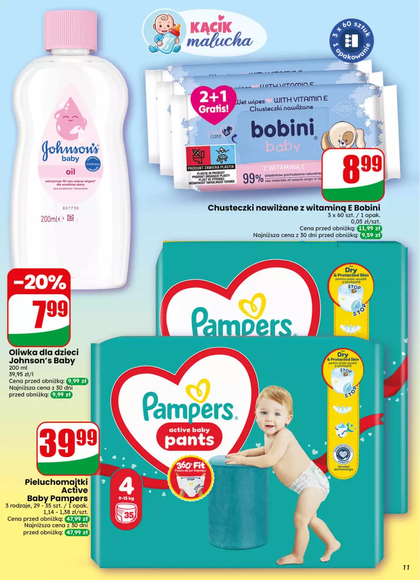 Gazetka promocyjna Dino - Gazetka 40 / 2026 - ważna 30.09 do 06.10.2026 - strona 11 - produkty: Chusteczki, Dzieci, Johnson's, Johnson's Baby, LG, Majtki, Oliwka dla dzieci, Pampers, Pieluchomajtki, Tarta, Top