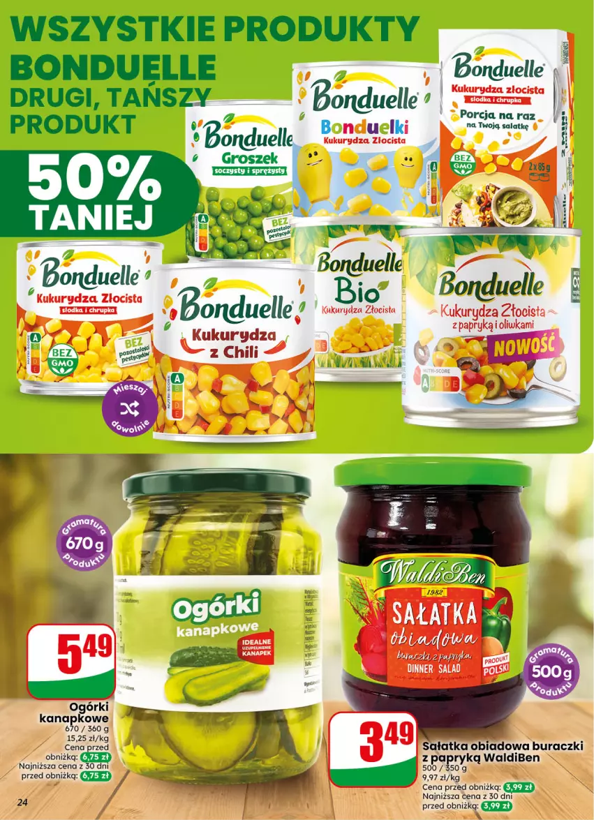 Gazetka promocyjna Dino - Gazetka 40 / 2026 - ważna 30.09 do 06.10.2026 - strona 24 - produkty: Bonduelle, Buraczki, Groszek, Kukurydza, Por, Sałat, Sałatka
