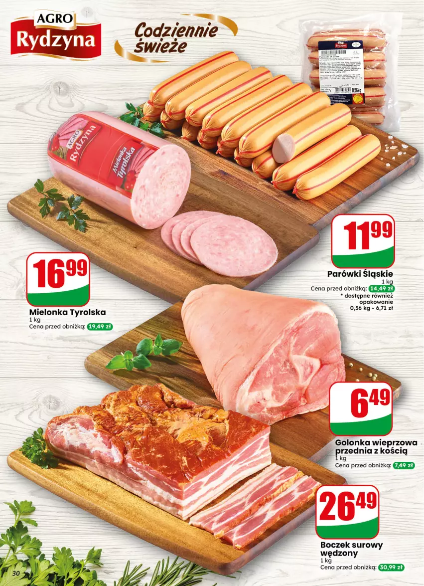 Gazetka promocyjna Dino - Gazetka 40 / 2026 - ważna 30.09 do 06.10.2026 - strona 30 - produkty: Boczek, Golonka wieprzowa, Mielonka tyrolska, Parówki
