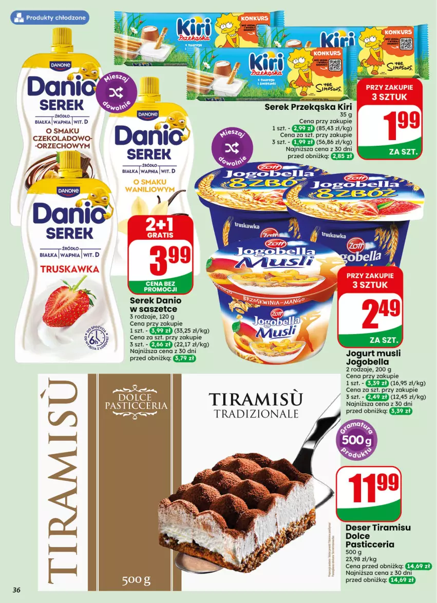 Gazetka promocyjna Dino - Gazetka 40 / 2026 - ważna 30.09 do 06.10.2026 - strona 36 - produkty: Bell, Bella, Danio, Danone, Deser, Fa, Jogobella, Jogurt, Mus, Ser, Serek