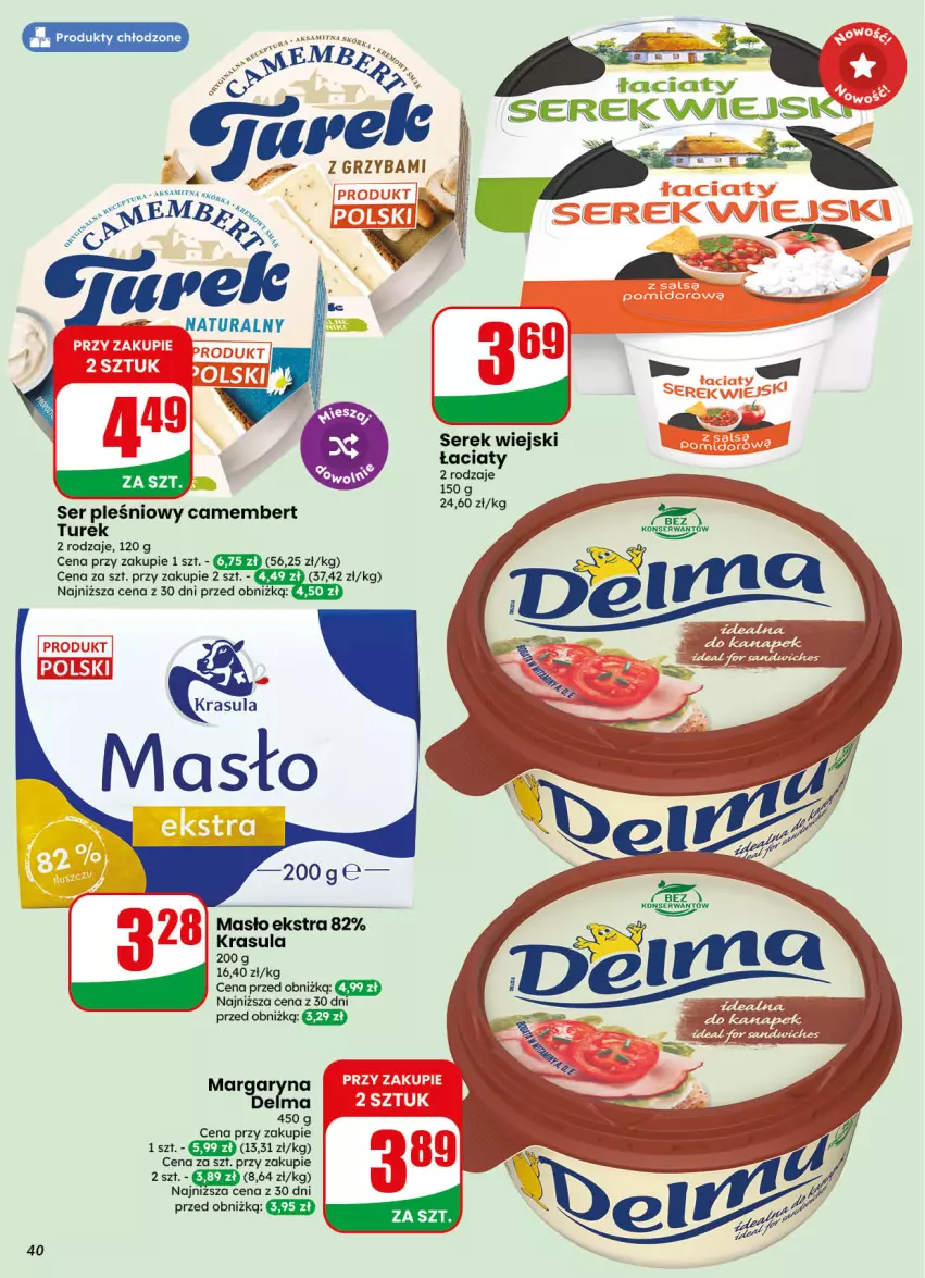 Gazetka promocyjna Dino - Gazetka 40 / 2026 - ważna 30.09 do 06.10.2026 - strona 40 - produkty: Aksam, Camembert, Delma, Masło, Ser, Ser pleśniowy, Serek, Serek wiejski
