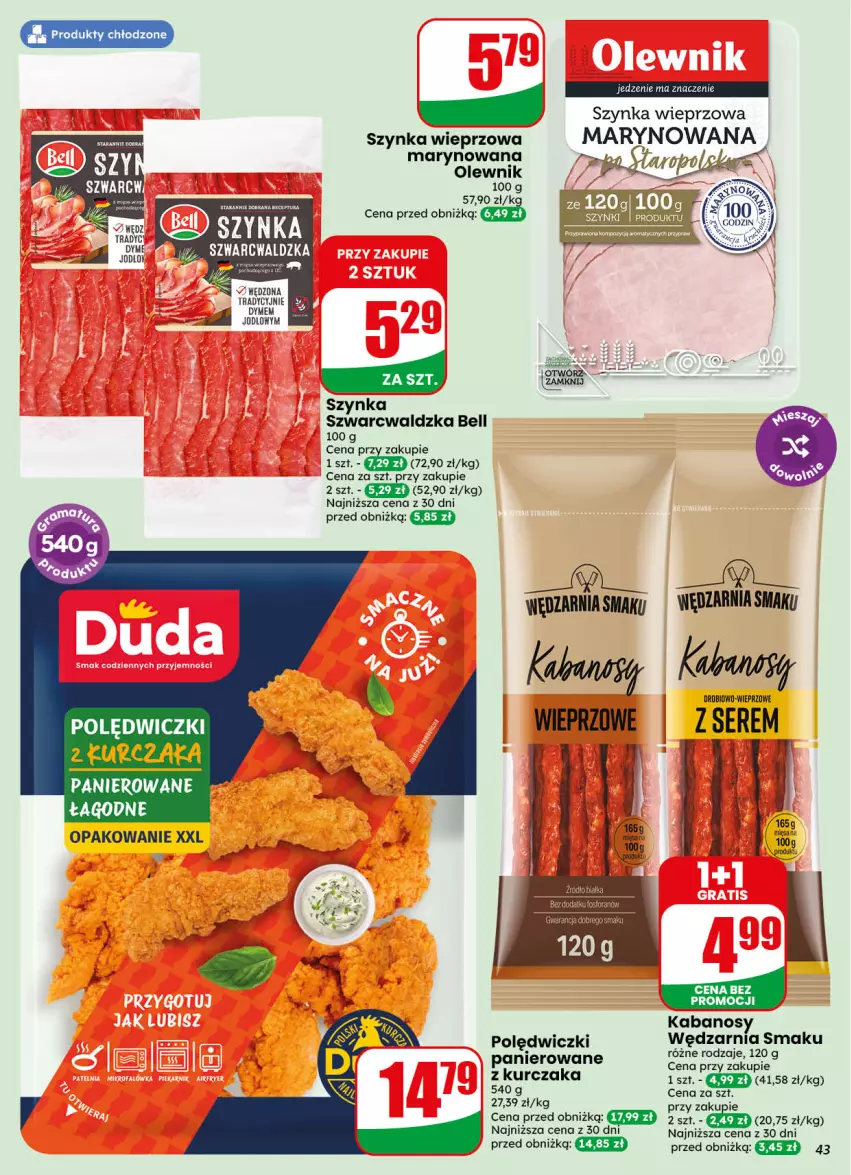 Gazetka promocyjna Dino - Gazetka 40 / 2026 - ważna 30.09 do 06.10.2026 - strona 43 - produkty: Bell, Kabanos, Kurczak, Olewnik, Ser, Szynka, Szynka wieprzowa