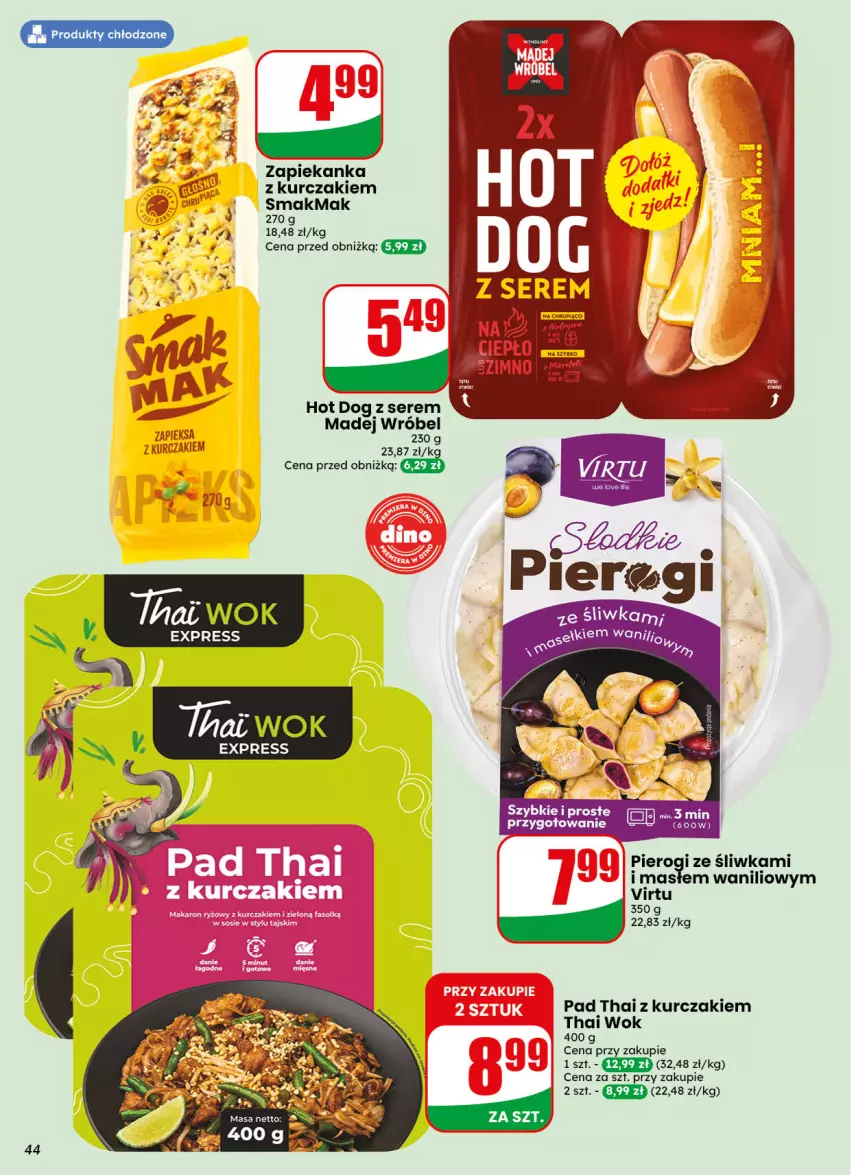 Gazetka promocyjna Dino - Gazetka 40 / 2026 - ważna 30.09 do 06.10.2026 - strona 44 - produkty: Hot dog, Kurczak, Madej Wróbel, Ser, Virtu, Zapiekanka