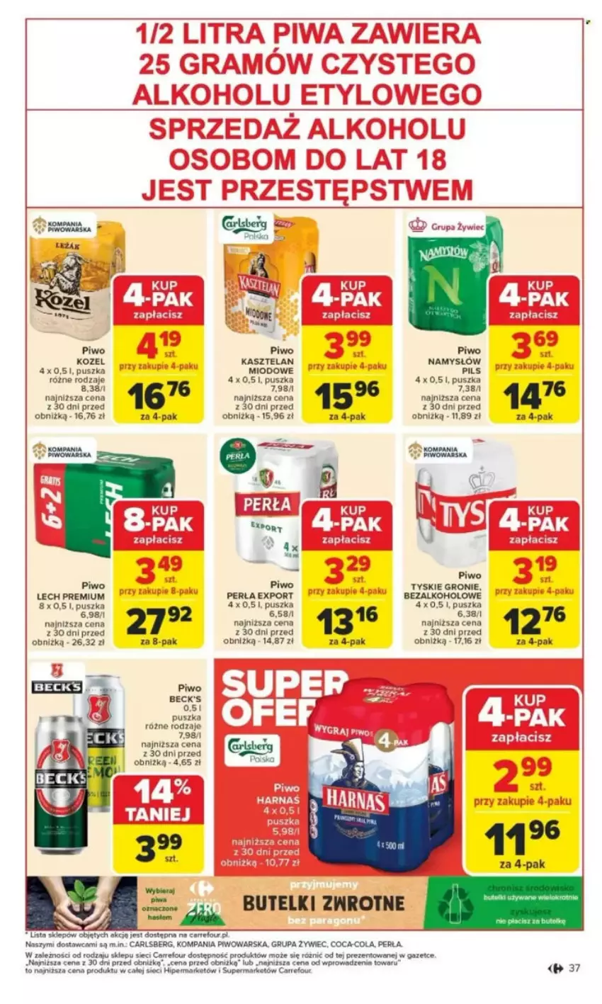 Gazetka promocyjna Carrefour - ważna 26.05 do 31.05.2025 - strona 102 - produkty: Carlsberg, Coca-Cola, Fa, Kasztelan, Kozel, Lech Premium, LG, Mars, Namysłów, Perła, Piwa, Piwo, Por, Rum, Tyskie