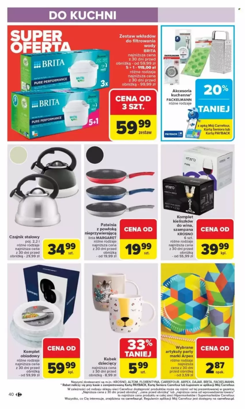Gazetka promocyjna Carrefour - ważna 26.05 do 31.05.2025 - strona 105 - produkty: Brit, Brita, Czajnik, Dzieci, Fa, Komplet obiadowy, Kubek, Patelnia