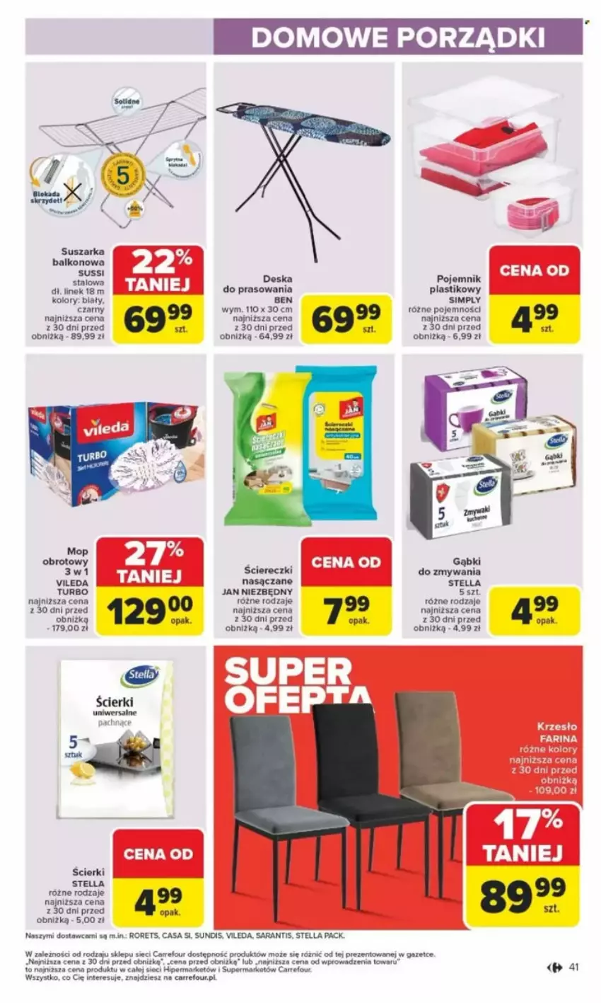 Gazetka promocyjna Carrefour - ważna 26.05 do 31.05.2025 - strona 106 - produkty: Deska do prasowania, Por, Suszarka, Suszarka balkonowa, Vileda