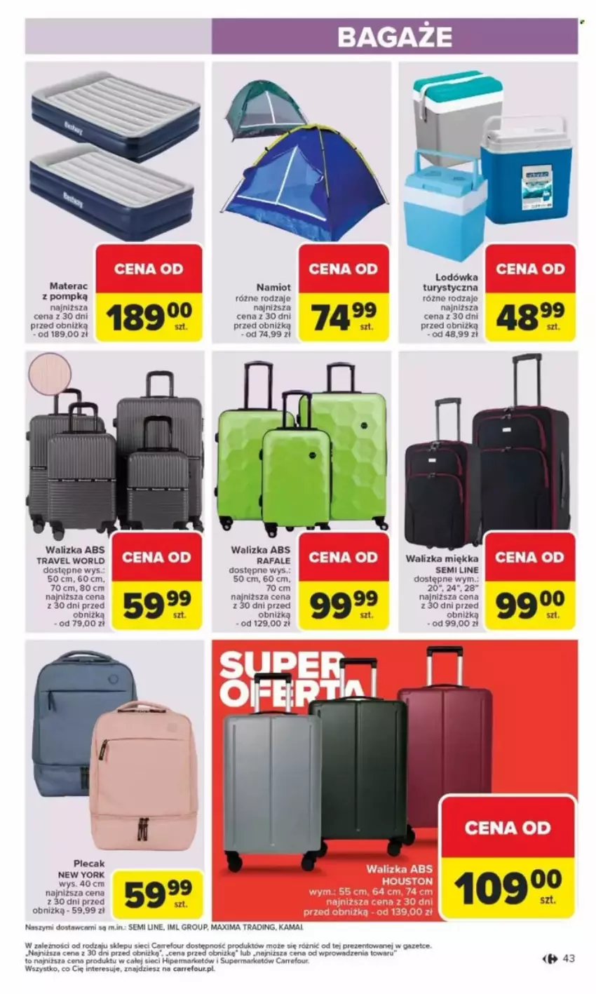 Gazetka promocyjna Carrefour - ważna 26.05 do 31.05.2025 - strona 108 - produkty: Fa, Lodówka, Materac, Namiot, Plecak, Por, Tera, Walizka
