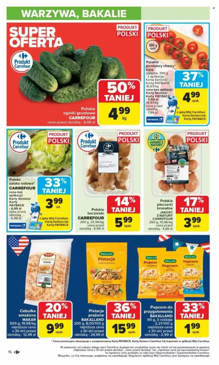 Gazetka promocyjna Carrefour - ważna 26.05 do 31.05.2025 - strona 19 - produkty: Bakalland, Piec, Pistacje, Pomidory, Popcorn, Sałat, Sałata lodowa, Warzywa