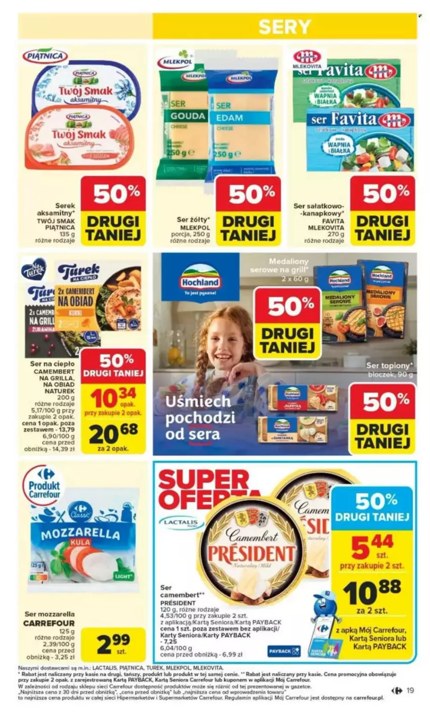 Gazetka promocyjna Carrefour - ważna 26.05 do 31.05.2025 - strona 23 - produkty: Aksam, Camembert, Grill, Kasia, Mleko, NaTurek, Piątnica, Por, Rama, Sałat, Ser, Serek, Twój Smak