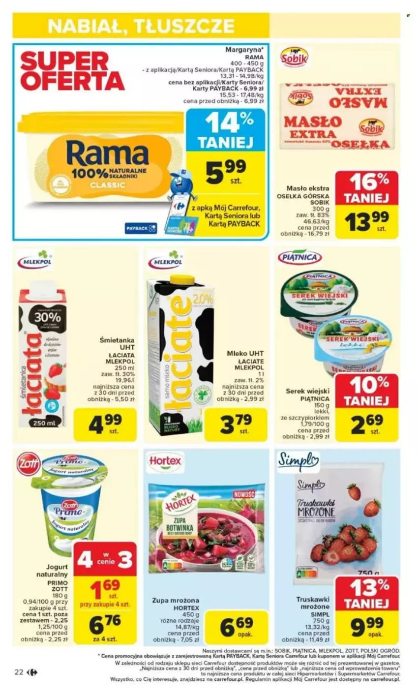 Gazetka promocyjna Carrefour - ważna 26.05 do 31.05.2025 - strona 26 - produkty: Hortex, Margaryna, Masło, Mleko, Ogród, Piątnica, Rama, Ser, Serek, Serek wiejski, Truskawki, Zott, Zupa