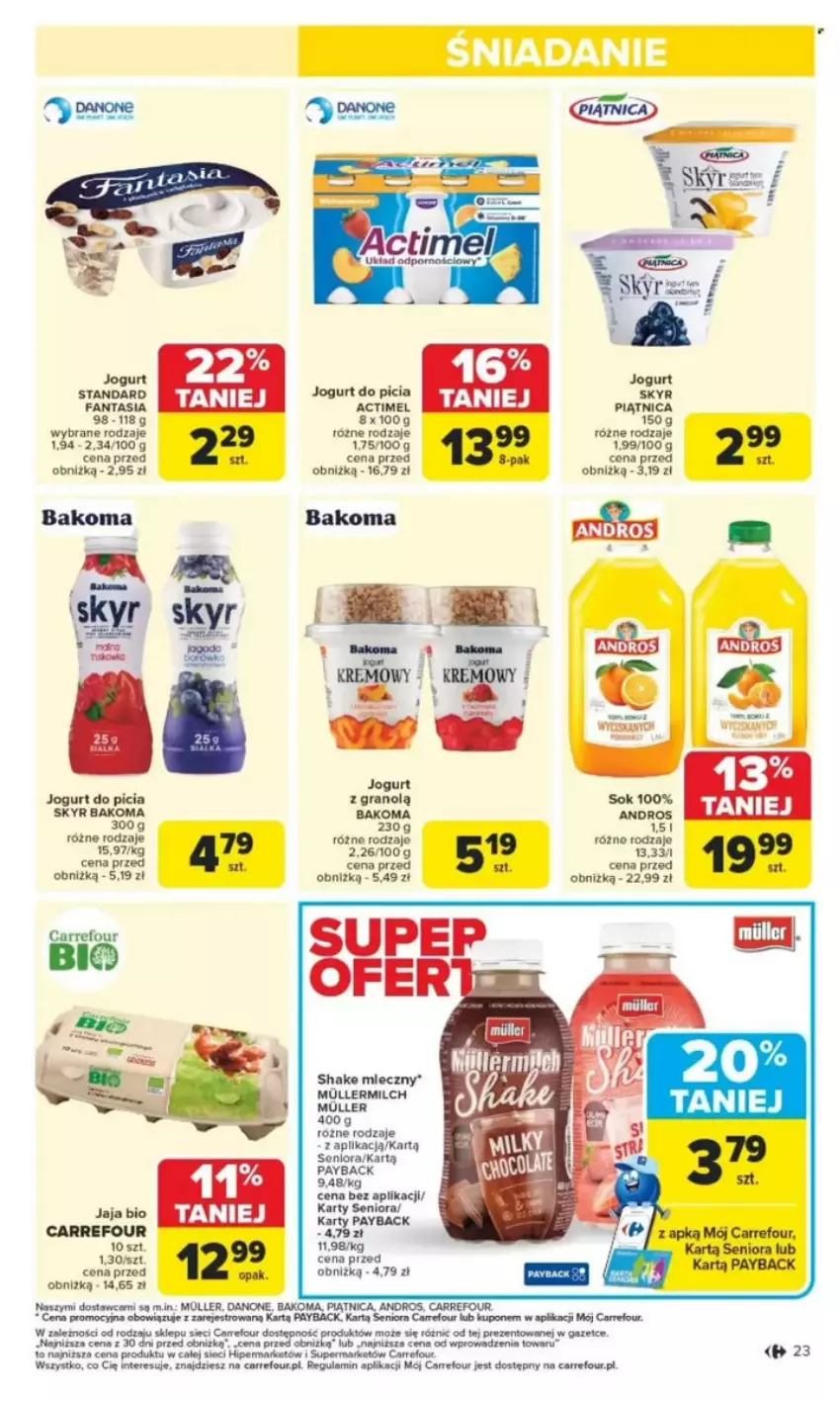 Gazetka promocyjna Carrefour - ważna 26.05 do 31.05.2025 - strona 27 - produkty: Bakoma, Danone, Fa, Gra, Jaja, Jogurt, Piątnica, Por, Sok
