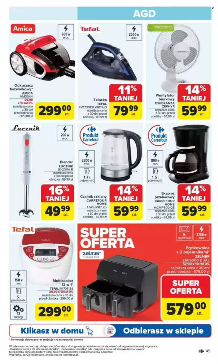 Gazetka promocyjna Carrefour - ważna 26.05 do 31.05.2025 - strona 4 - produkty: Amica, Biurko, Blender, Czajnik, Fa, Mars, Odkurzacz, Tefal, Virtu