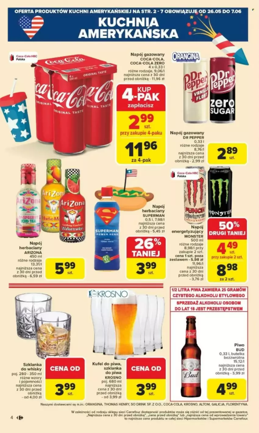 Gazetka promocyjna Carrefour - ważna 26.05 do 31.05.2025 - strona 66 - produkty: Coca-Cola, Fa, Gin, Gra, Kuchnia, Napój, Napój gazowany, Piwa, Piwo, Por, Szklanka, Whisky