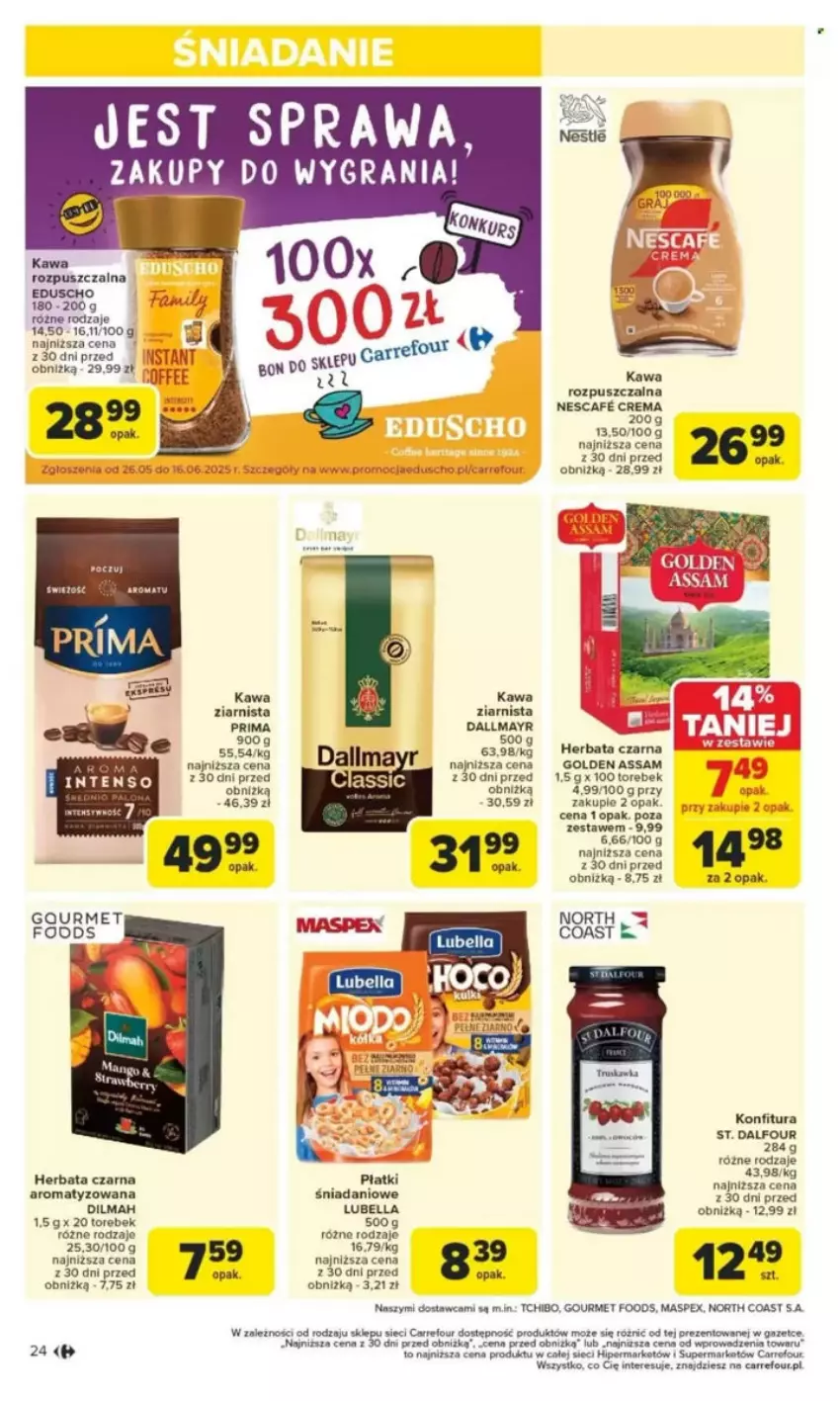 Gazetka promocyjna Carrefour - ważna 26.05 do 31.05.2025 - strona 88 - produkty: Bell, Bella, Dallmayr, Danio, Dilmah, Fa, Gra, Herbata, Herbata czarna, Kawa, Kawa rozpuszczalna, Kawa ziarnista, Konfitura, LG, Lubella, Prima, Tchibo