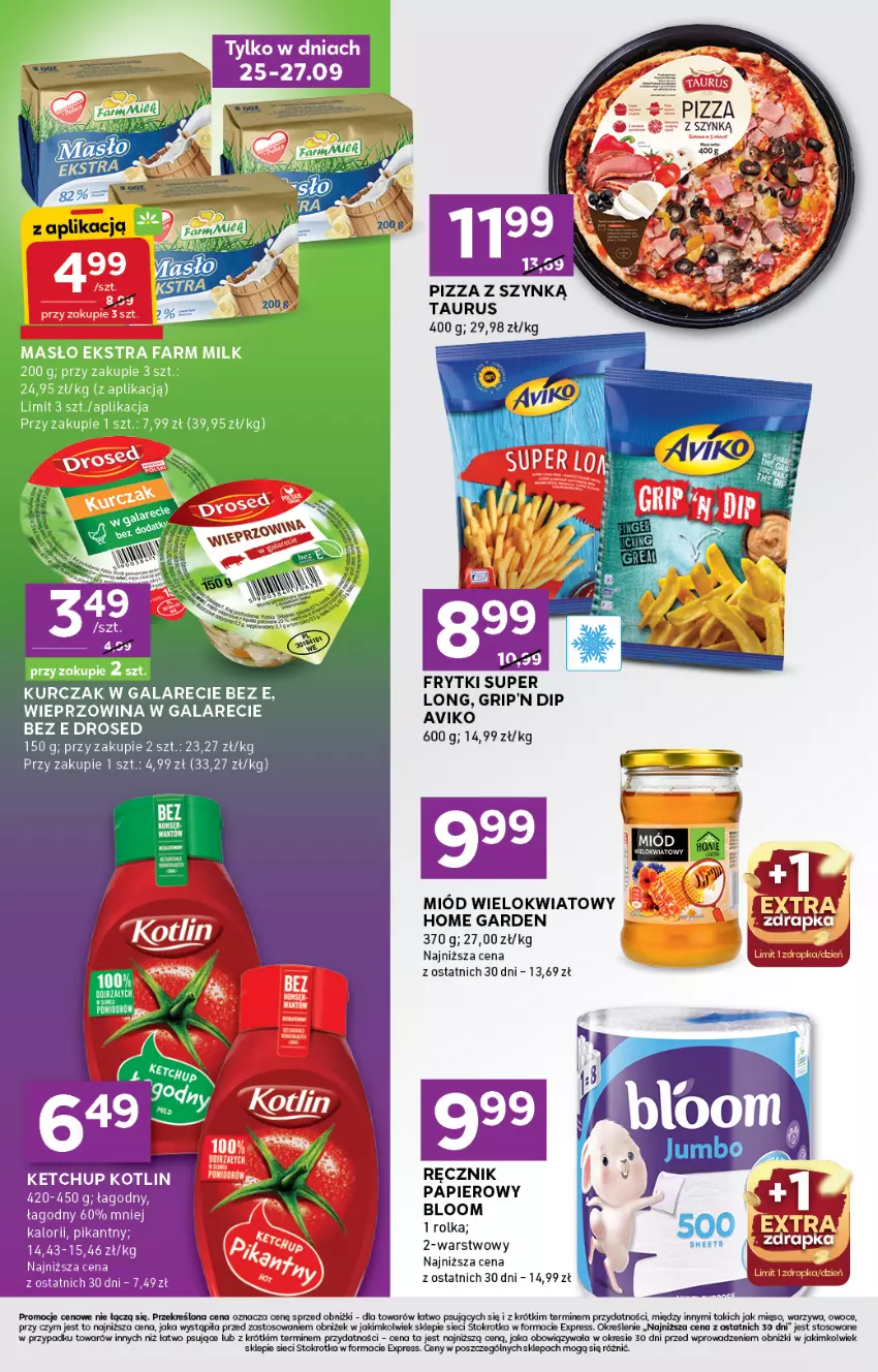 Gazetka promocyjna Stokrotka - Stokrotka Express - ważna 25.09 do 01.10.2025 - strona 4 - produkty: Gala, Ketchup, Kotlin, Kurczak, Mięso, Miód, Owoce, Papier, Ręcznik, Warzywa, Wieprzowina