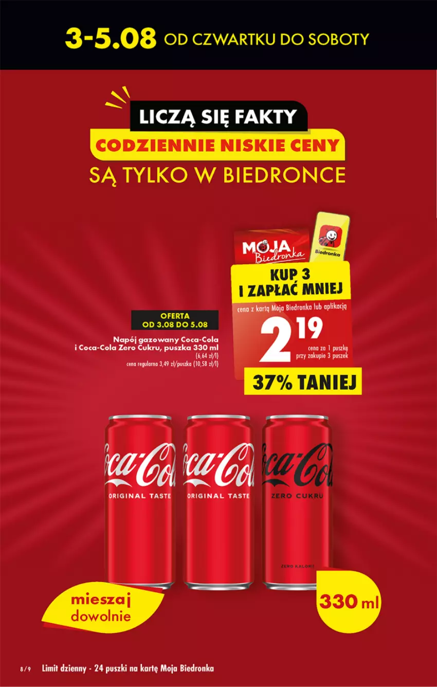 Gazetka promocyjna Biedronka - Od czwartku - ważna 03.08 do 09.08.2023 - strona 8 - produkty: Coca-Cola, Gin, Napój, Napój gazowany