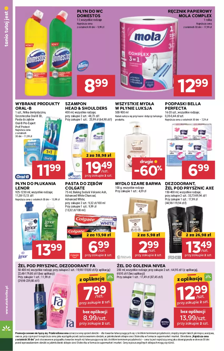 Gazetka promocyjna Stokrotka - Supermarket - ważna 05.09 do 11.09.2024 - strona 22 - produkty: Bell, Bella, Colgate, Dezodorant, Domestos, Fa, Lenor, LG, Luksja, Mięso, Mola, Mydło, Nivea, Owoce, Papier, Pasta do zębów, Perfecta, Płyn do płukania, Płyn do wc, Podpaski, Ręcznik, Szampon, Szczoteczka, Warzywa