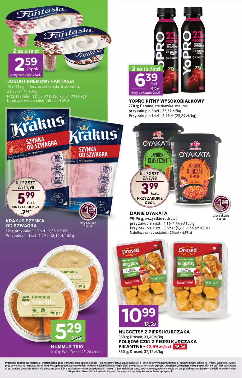 Gazetka promocyjna Stokrotka - Stokrotka Express - ważna 03.01 do 08.01.2025 - strona 2 - produkty: Danone, Gra, Hummus, Krakus, Kurczak, Magnez, Mięso, Mus, Owoce, Sok, Szynka, Tusz, Warzywa