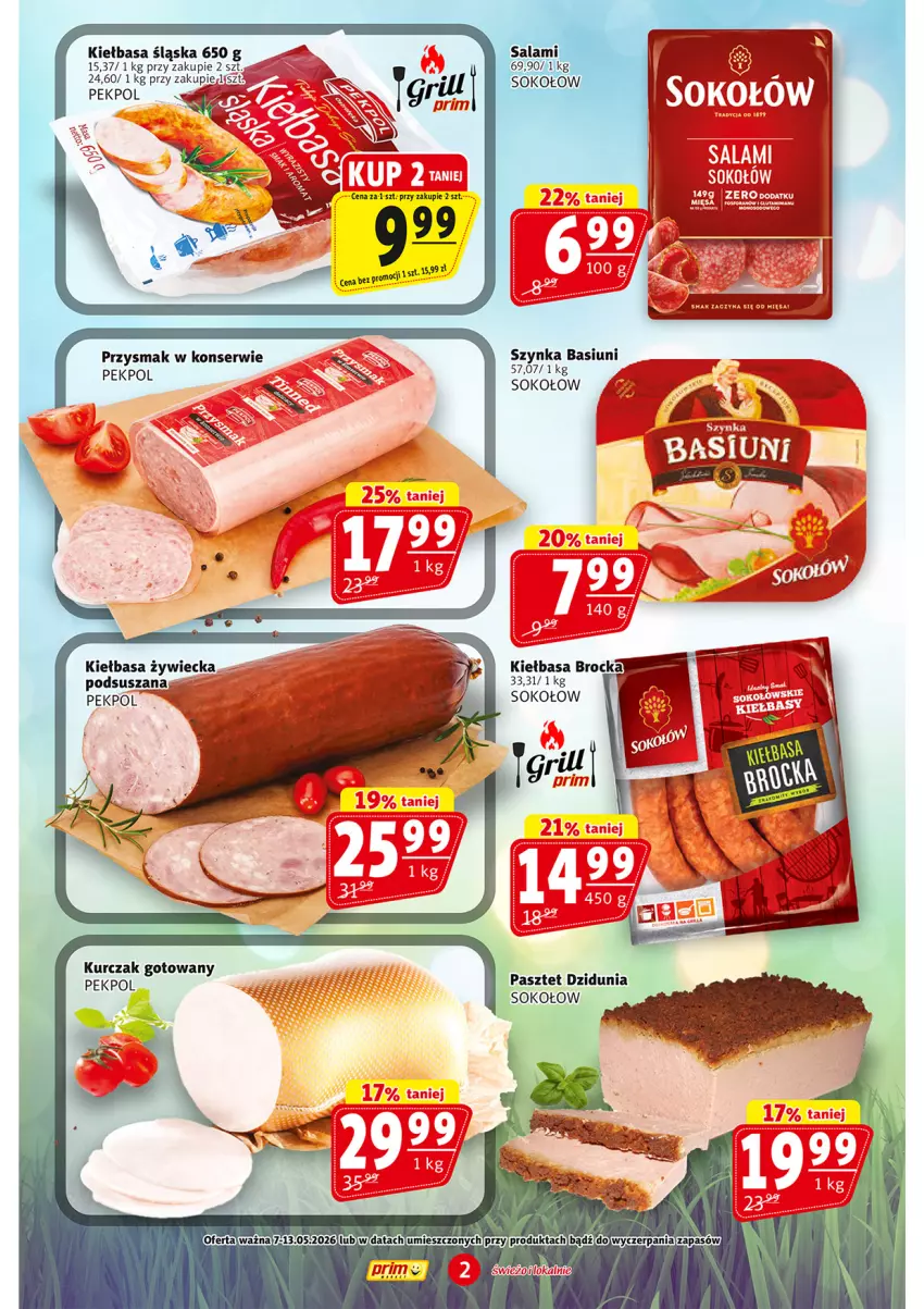 Gazetka promocyjna Prim Market - ważna 07.05 do 13.05.2026 - strona 2 - produkty: HP, Kiełbasa, Kiełbasa śląska, Kurczak, Kurczak gotowany, Pasztet, Pekpol, Ser, Sok, Sokołów, Szynka