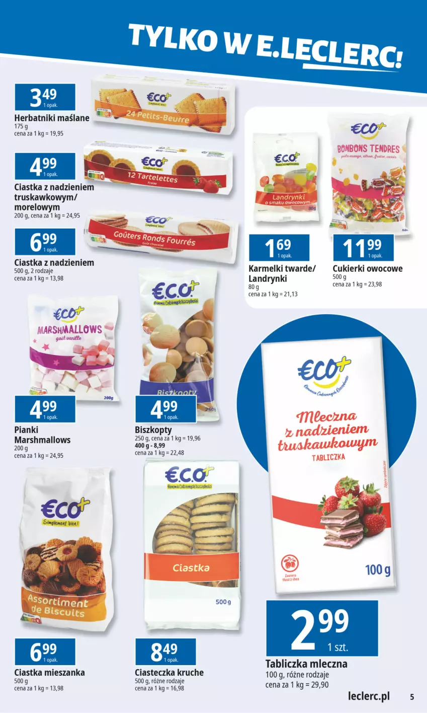 Gazetka promocyjna E Leclerc - ważna 20.01 do 27.01.2025 - strona 5 - produkty: Biszkopty, Ciastka, Cukier, Cukierki, Herbatniki, Mars, Marshmallows